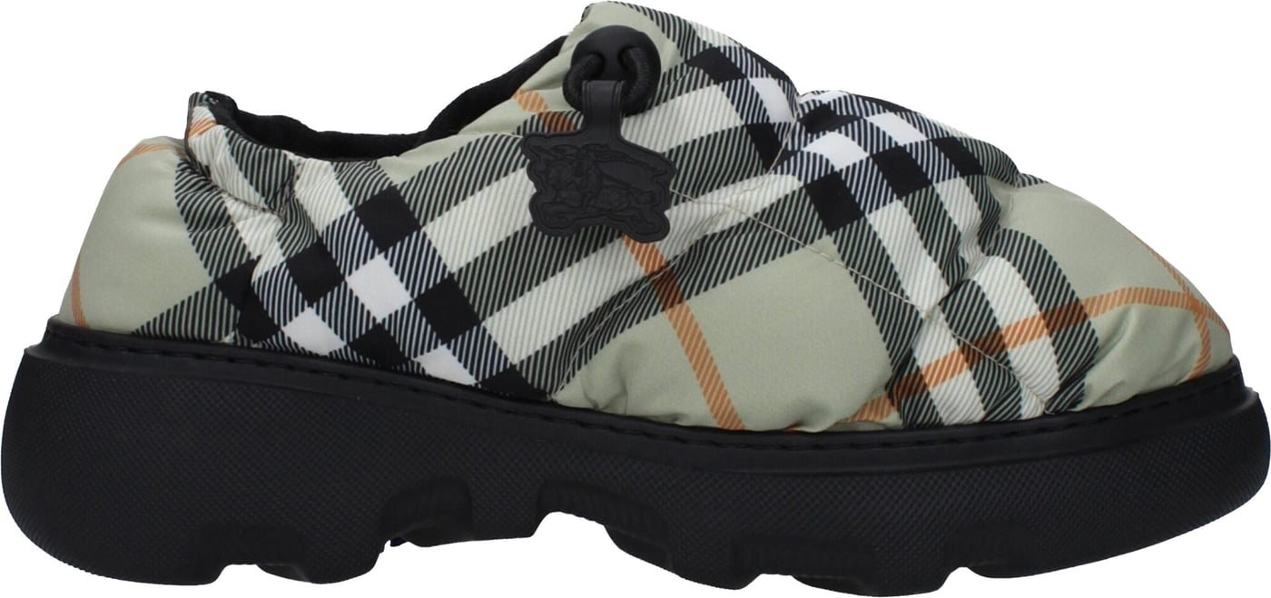 Burberry Green Fabric Slip-On Loafers