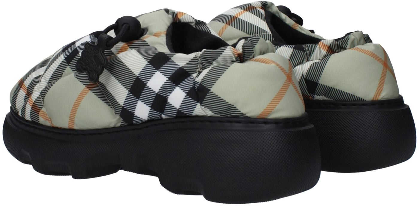 Burberry Green Fabric Slip-On Loafers