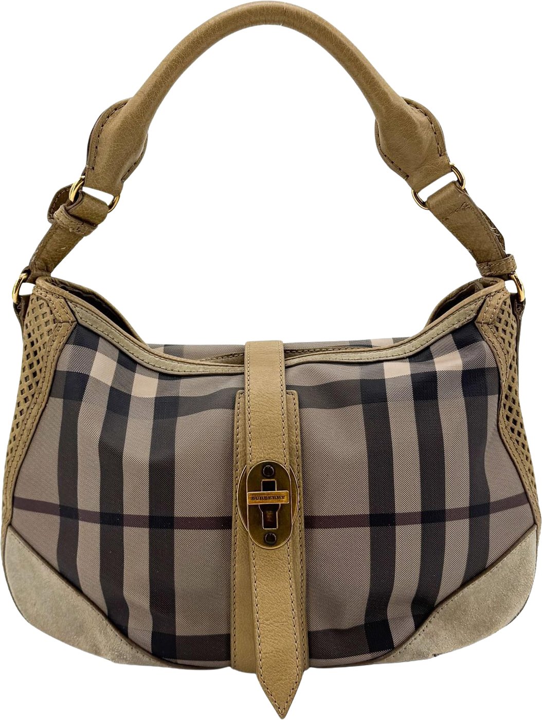 Burberry Ashwood Convertible Hobo House Check Canvas Medium