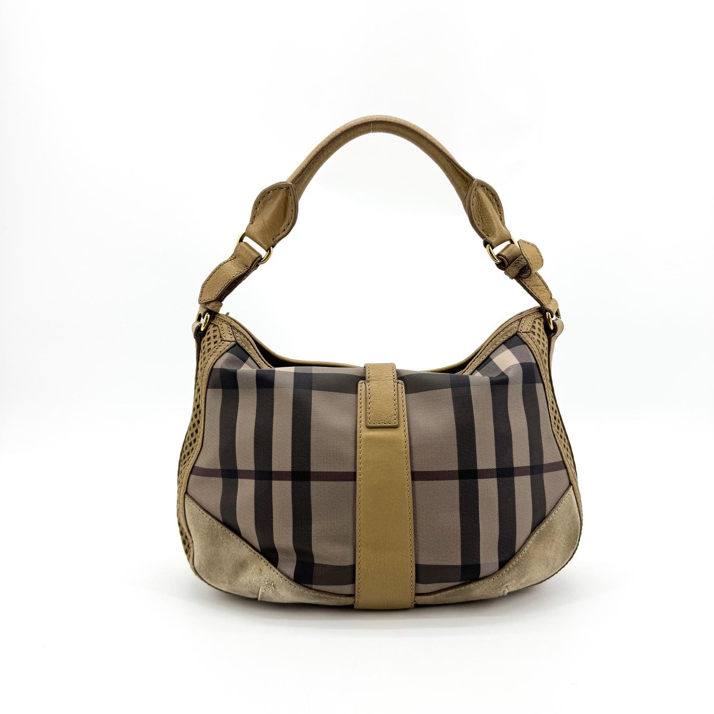 Burberry Ashwood Convertible Hobo House Check Canvas Medium