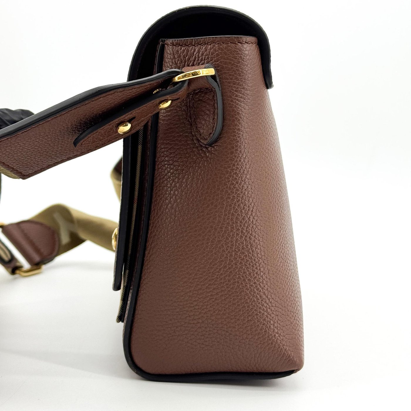 Burberry Note Leather with Vintage Check Canvas Medium
