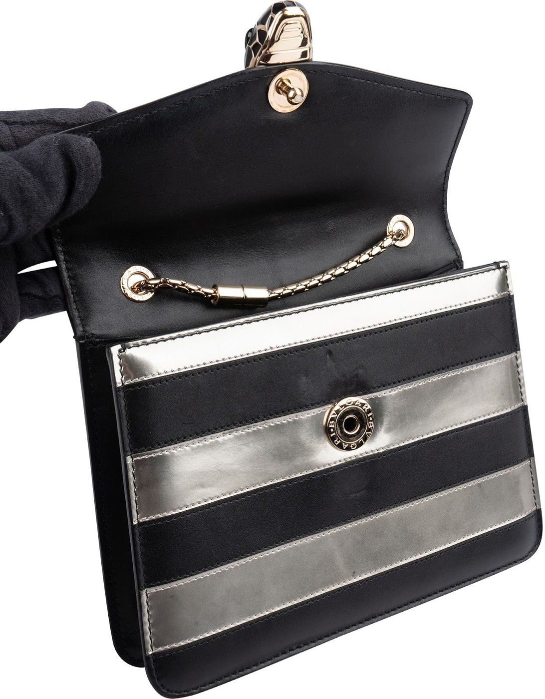 Bvlgari Serpenti Forever Striped Crossbody Bag
