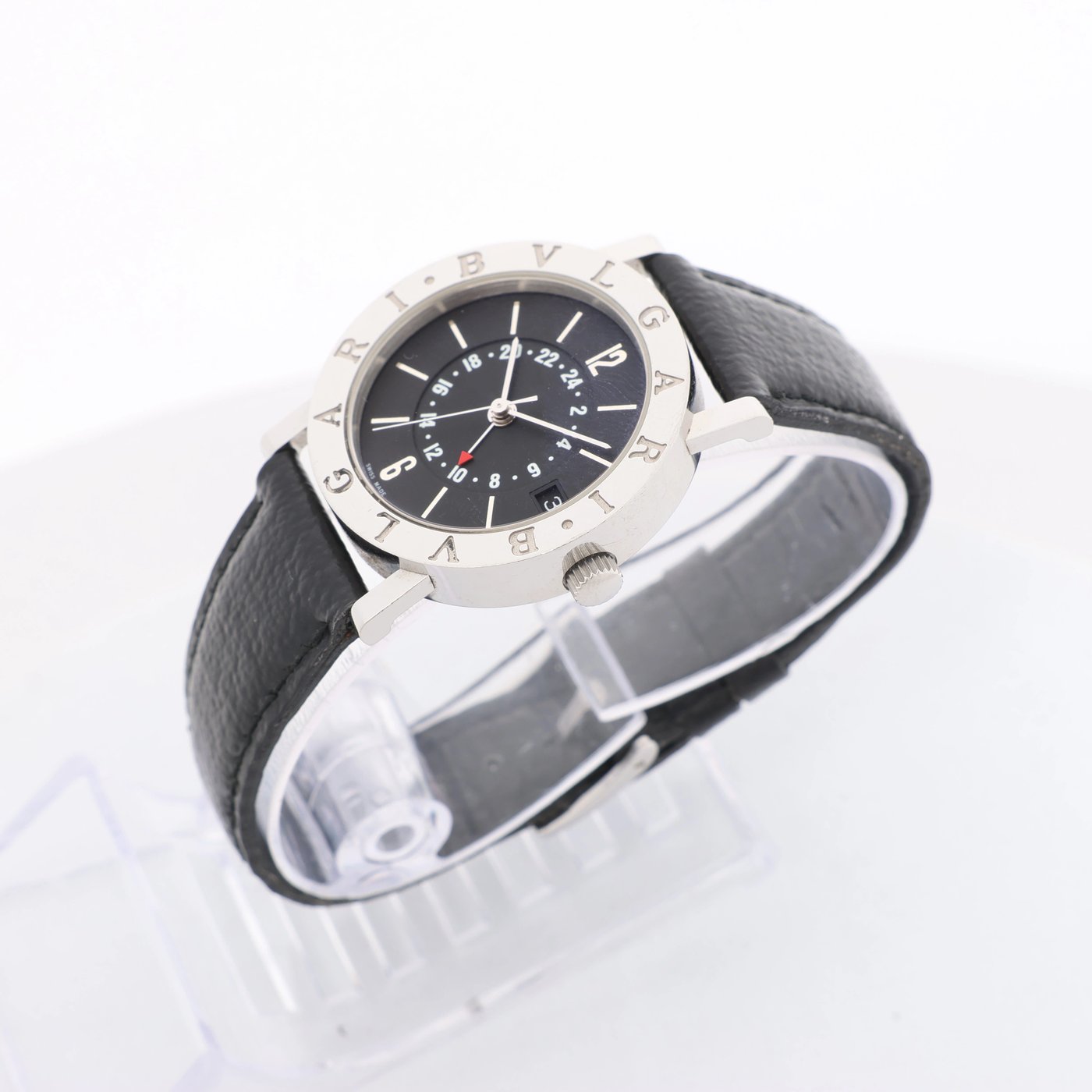 Bvlgari Bvlgari BB33SLGMT L467 SS & Leather AT Watch with Black Dial