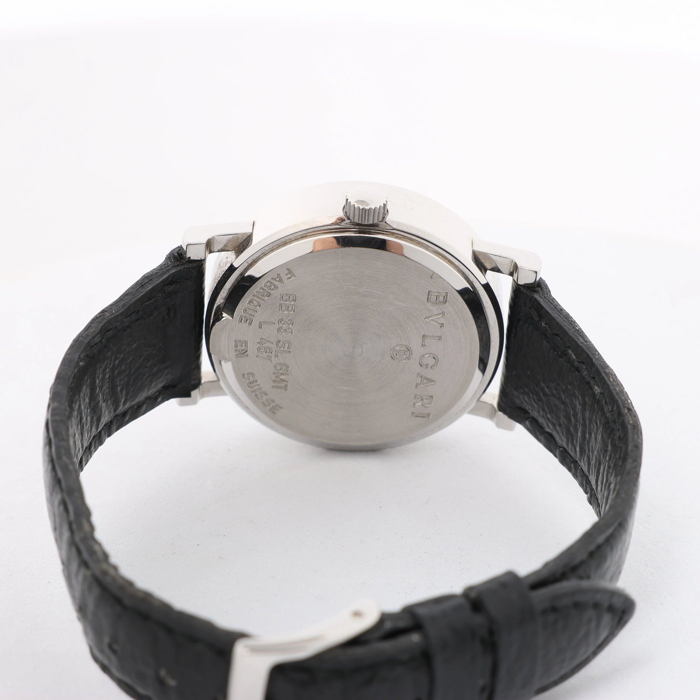 Bvlgari Bvlgari BB33SLGMT L467 SS & Leather AT Watch with Black Dial