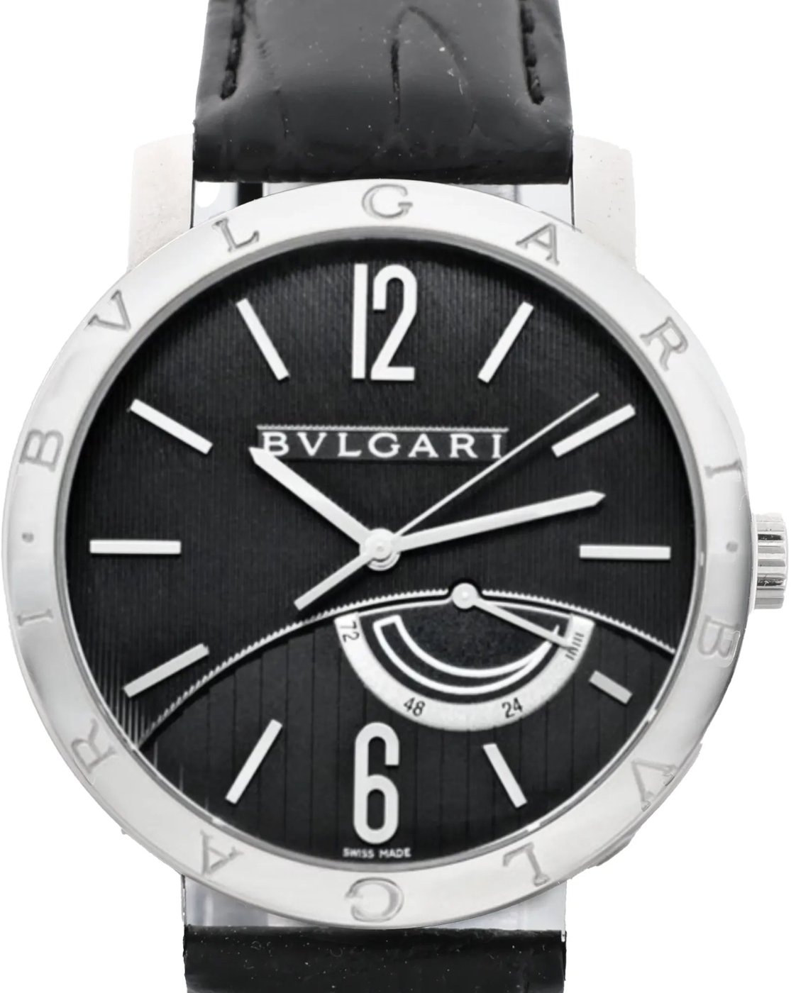 Bvlgari Bvlgari BB41SL O 0251 Manual-winding SS x Leather Watch Black Dial