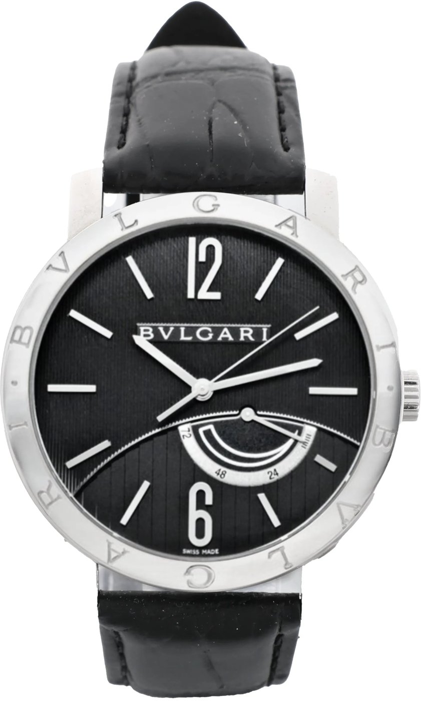 Bvlgari Bvlgari BB41SL O 0251 Manual-winding SS x Leather Watch Black Dial
