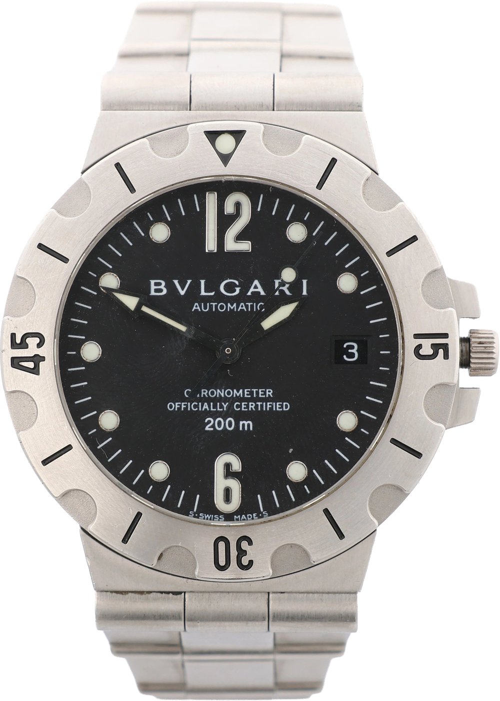 Bvlgari Diagono Scuba SD38S D14344 SS AT Watch with Black Dial