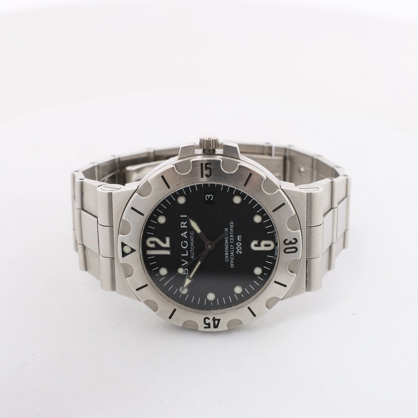 Bvlgari Diagono Scuba SD38S D14344 SS AT Watch with Black Dial