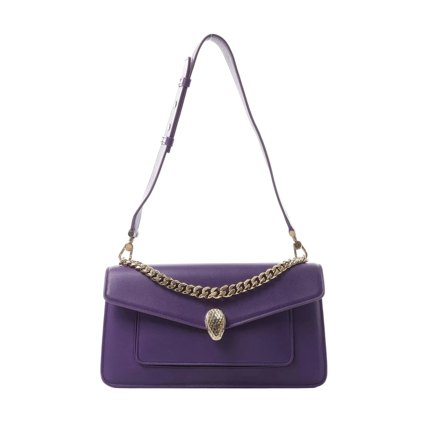 BVLGARI Serpenti Leather 2Way Chain Handbag in Purple