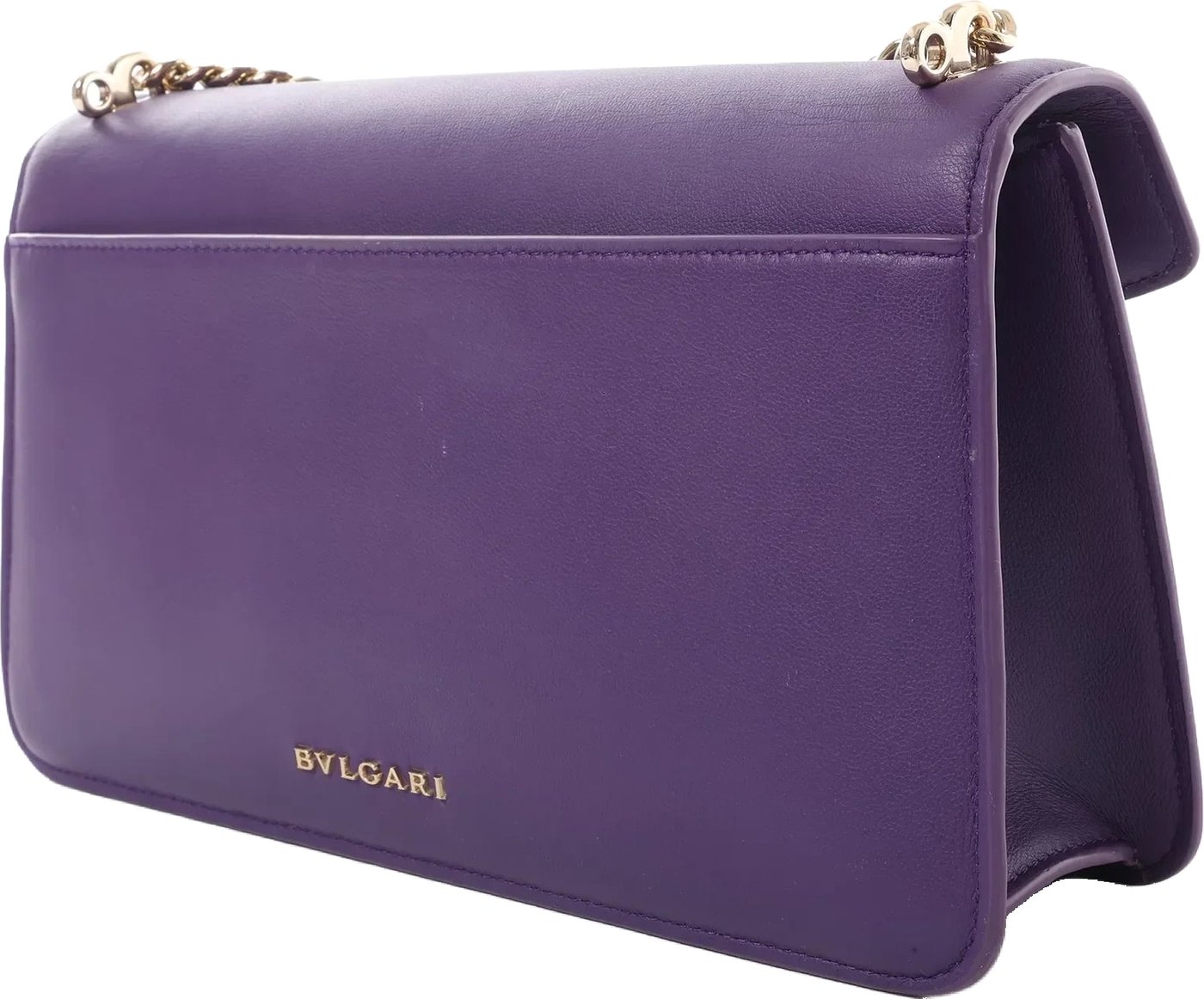 BVLGARI Serpenti Leather 2Way Chain Handbag in Purple