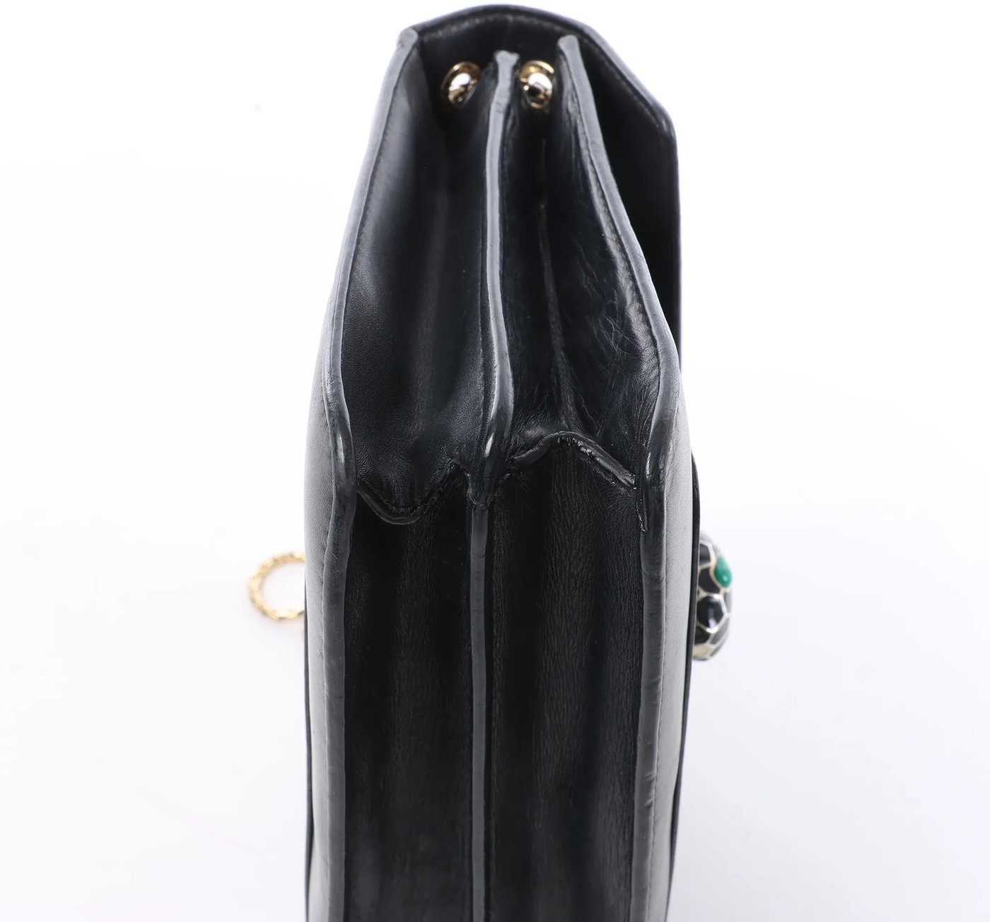 BVLGARI Serpenti Leather Chain Crossbody Bag in Black