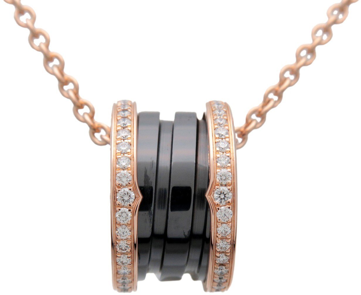 Bvlgari B.Zero1 Pendant 18K Rose Gold and Ceramic with Diamonds