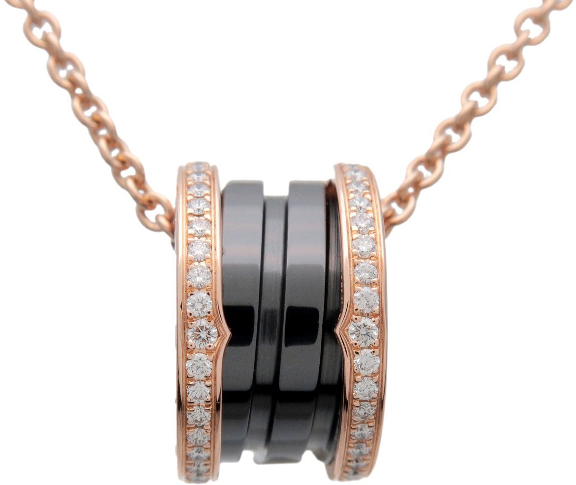 Bvlgari B.Zero1 Pendant 18K Rose Gold and Ceramic with Diamonds
