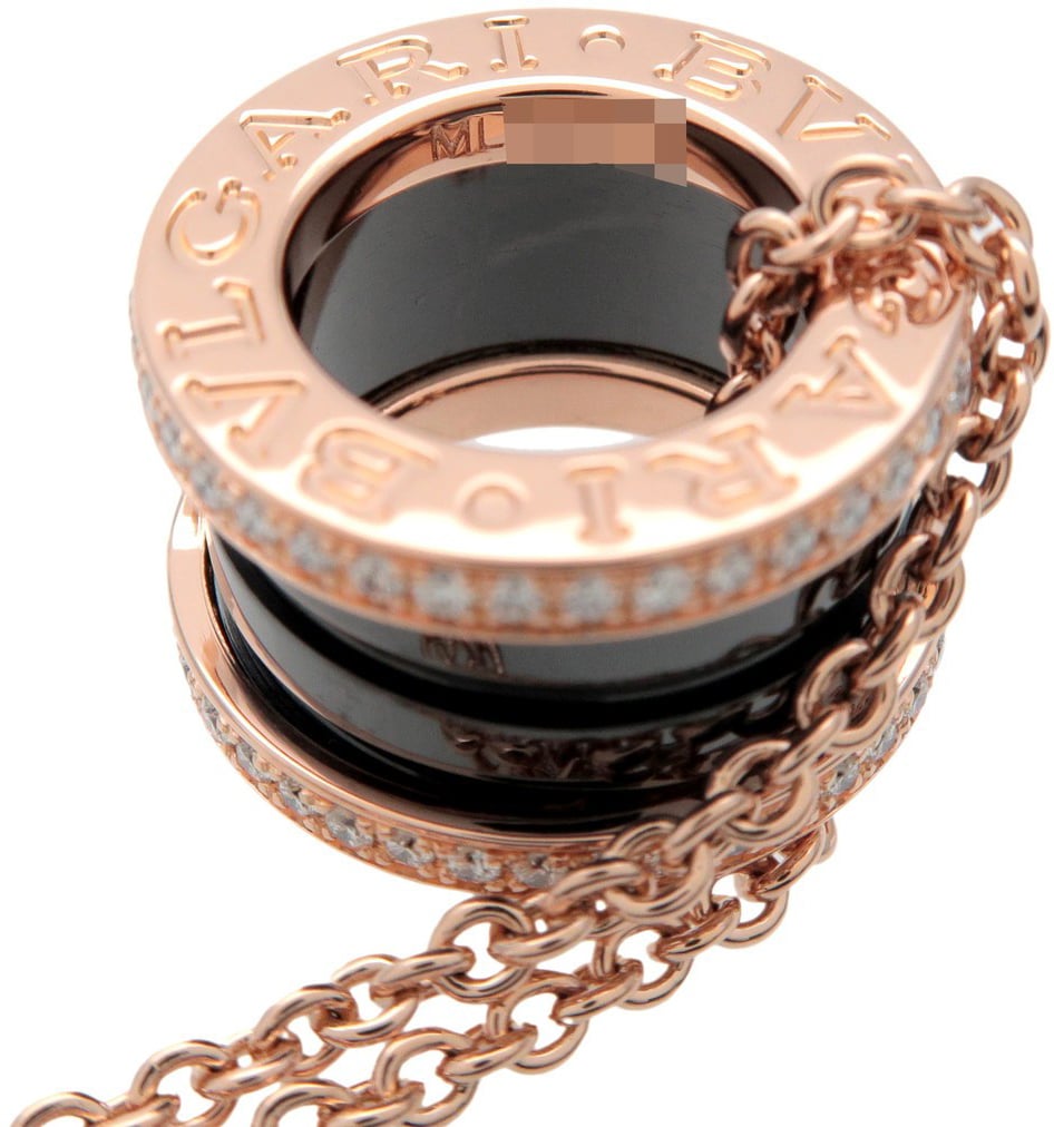Bvlgari B.Zero1 Pendant 18K Rose Gold and Ceramic with Diamonds