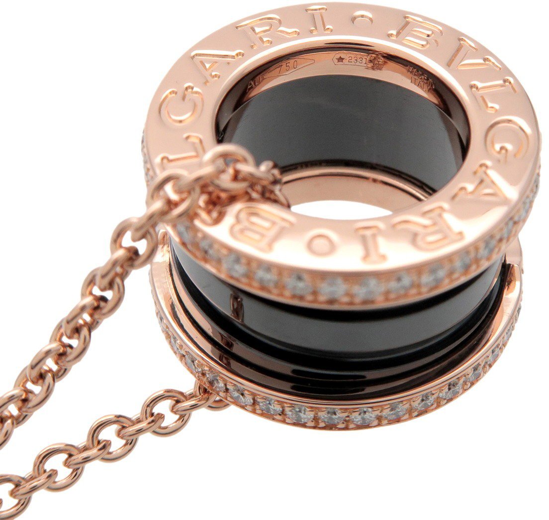 Bvlgari B.Zero1 Pendant 18K Rose Gold and Ceramic with Diamonds