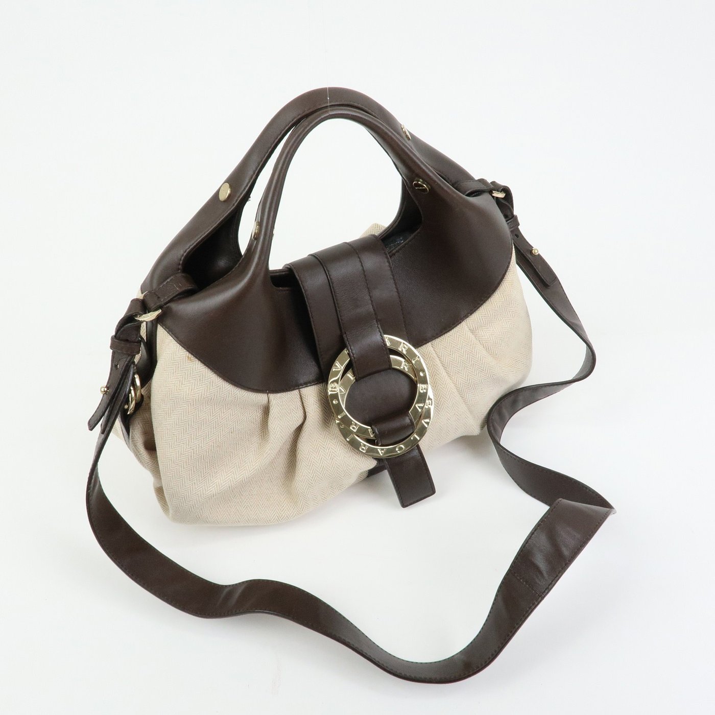 Bvlgari Chandra Hobo Canvas and Leather Large