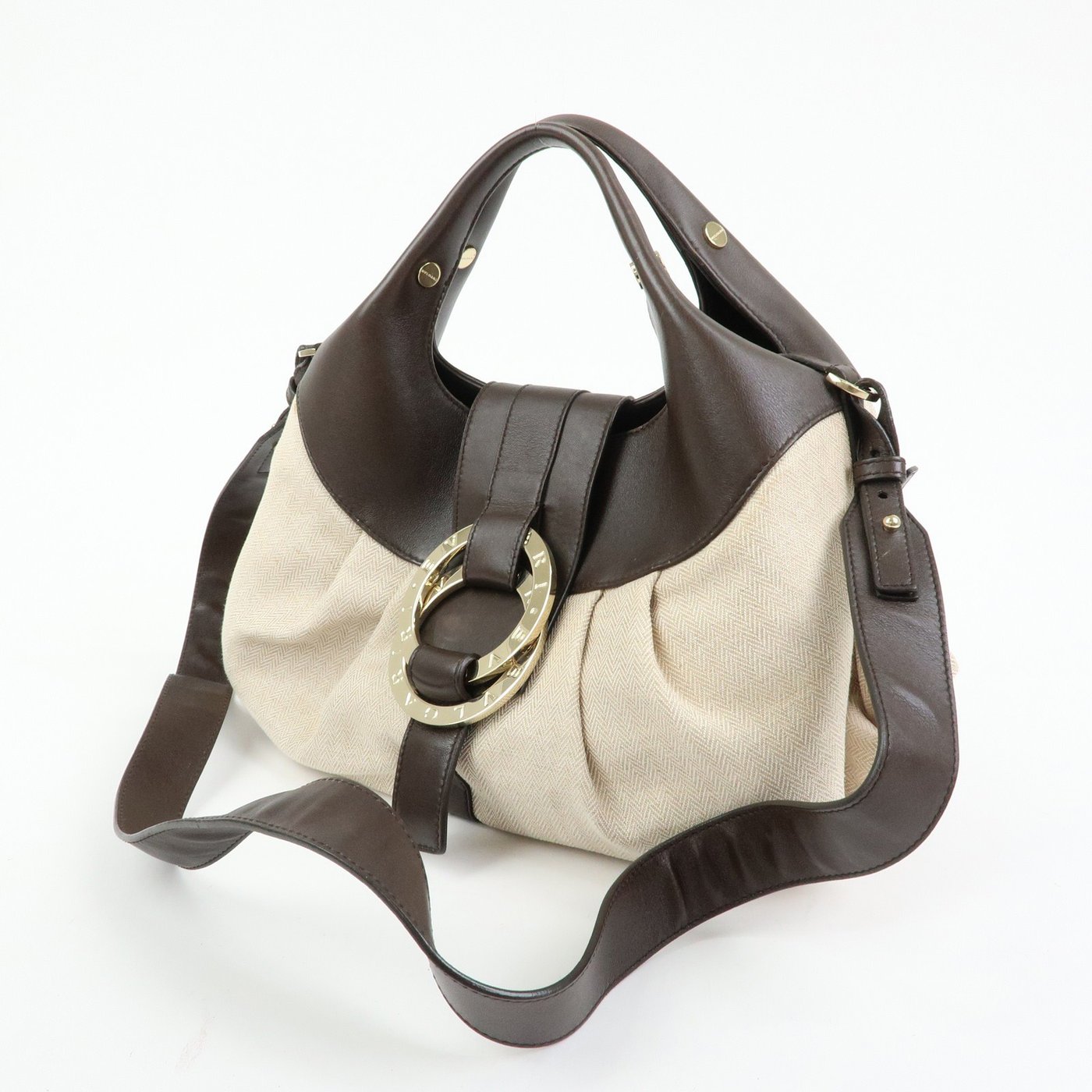 Bvlgari Chandra Hobo Canvas and Leather Large
