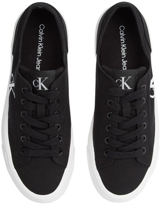 Calvin Klein Jeans Black And White Recycled Cotton Platform Sneakers
