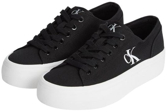 Calvin Klein Jeans Black And White Recycled Cotton Platform Sneakers