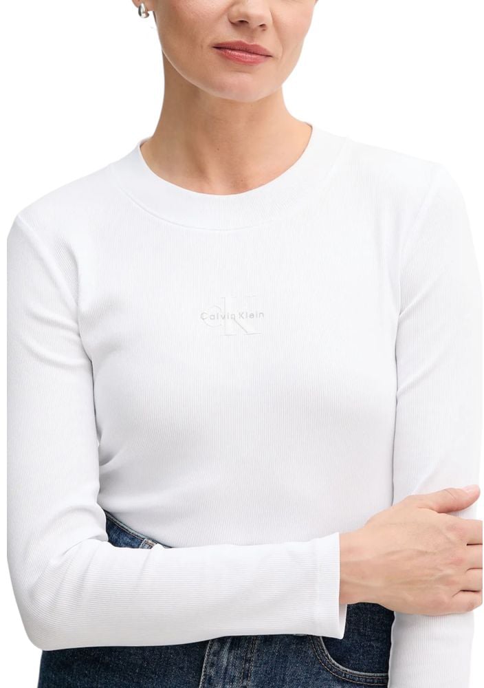 Calvin Klein Jeans White Cotton Long Sleeve T-Shirt