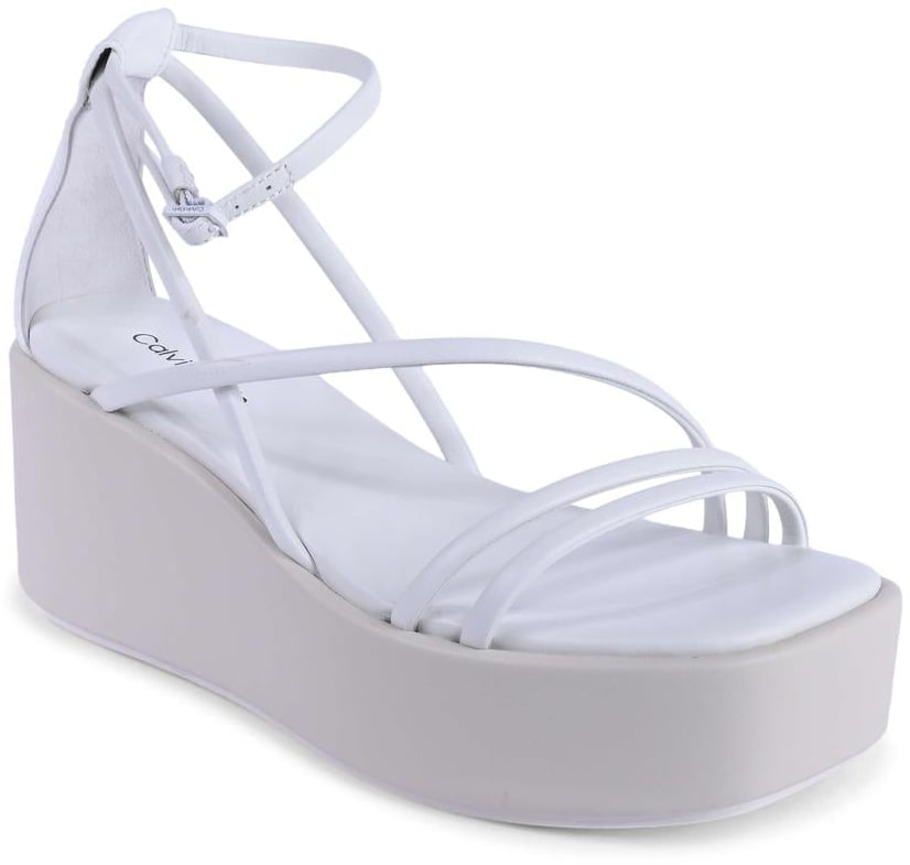 Calvin Klein White Leather Platform Sandals