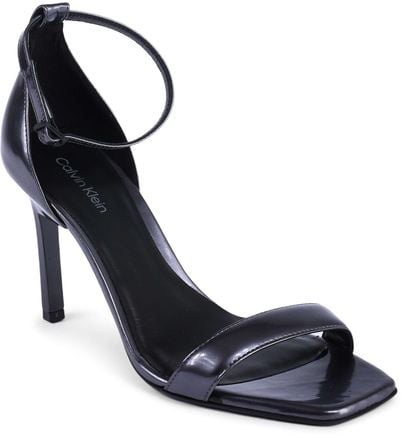 Calvin Klein Black Leather Stiletto Heel Sandals