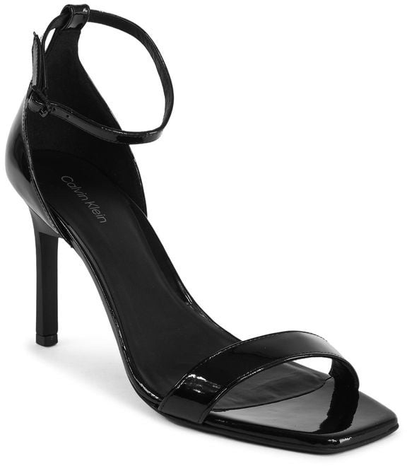 Calvin Klein Black Leather Stiletto Heel Sandals