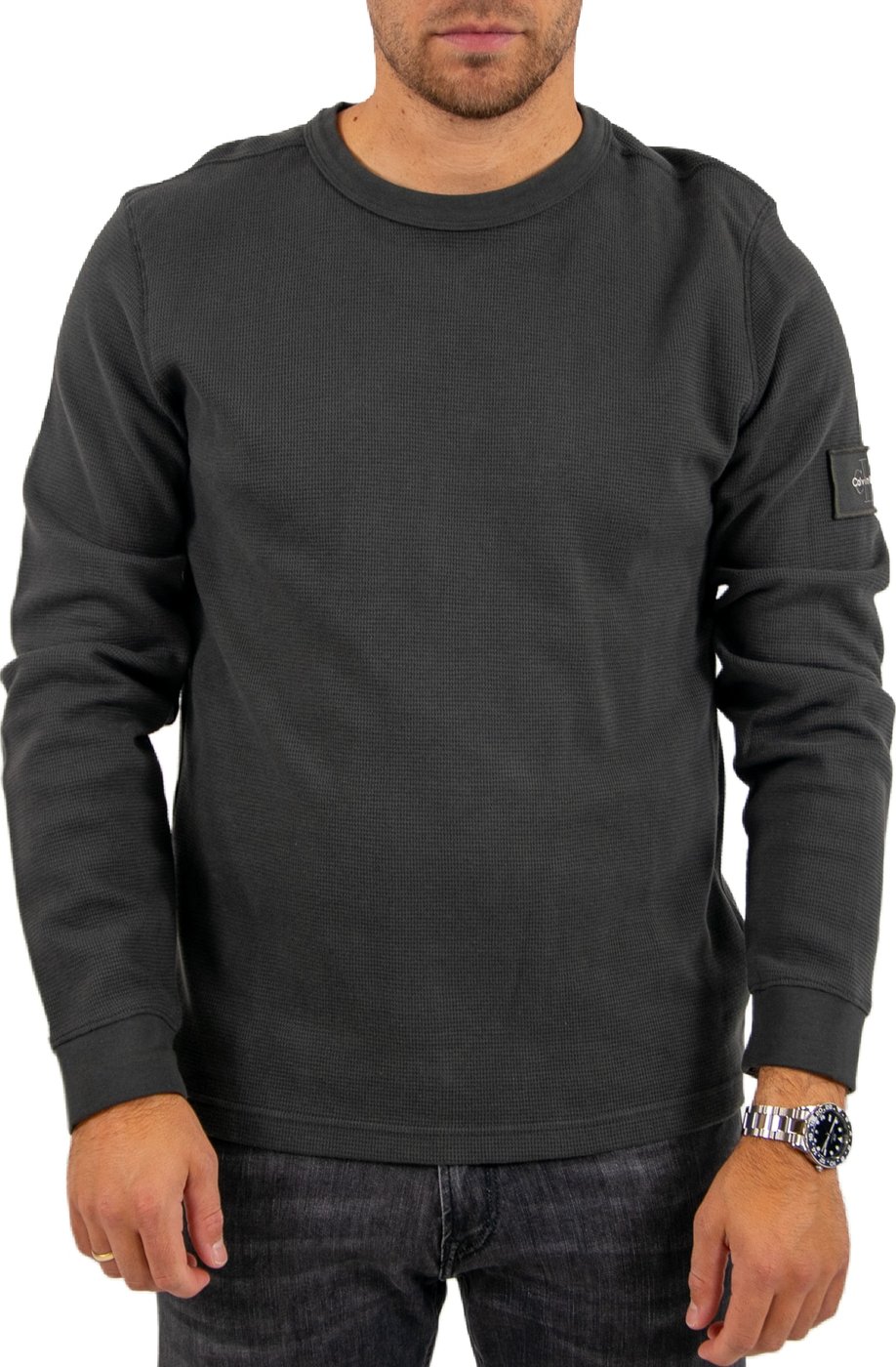 Calvin Klein Jeans LS Waffle Badge Crewneck Tee