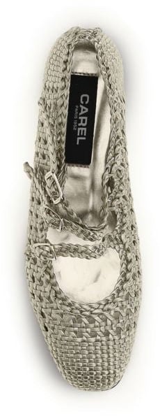Carel Paris Silver Calf Leather Bos Taurus Ballet Flats