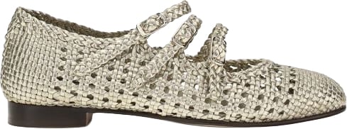 Carel Paris Silver Calf Leather Bos Taurus Ballet Flats