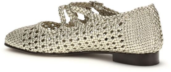 Carel Paris Silver Calf Leather Bos Taurus Ballet Flats
