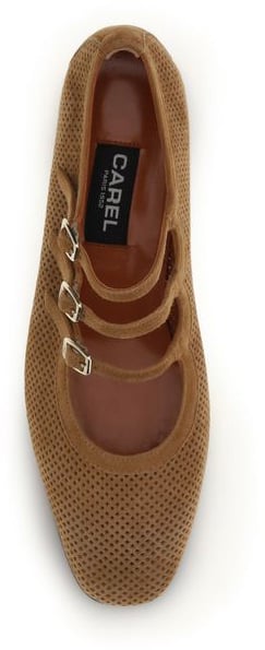 Carel Paris Beige Calf Leather Bos Taurus Ballet Flats
