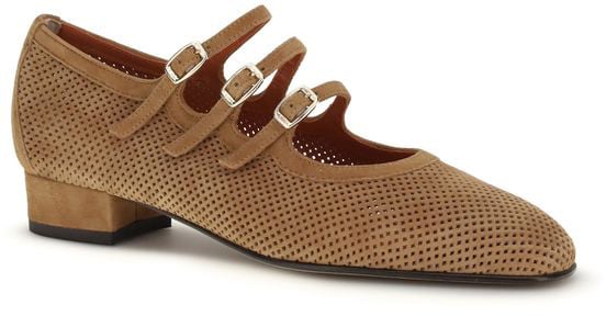 Carel Paris Beige Calf Leather Bos Taurus Ballet Flats