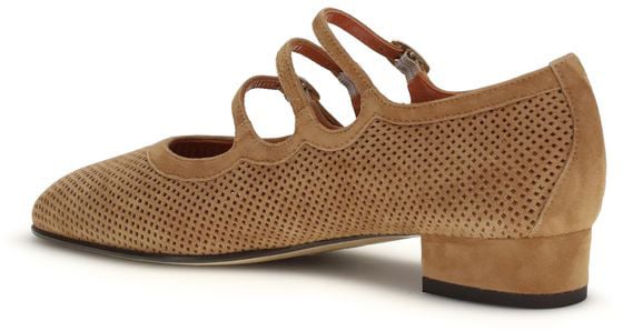 Carel Paris Beige Calf Leather Bos Taurus Ballet Flats