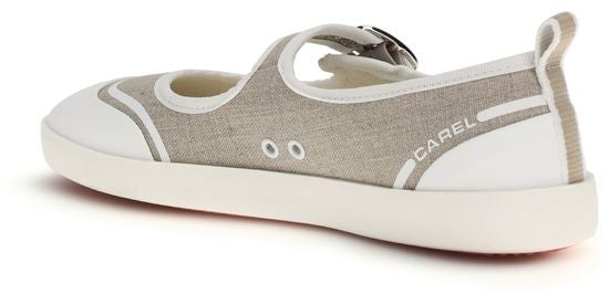 Carel Paris Beige Cotton Ballet Flats