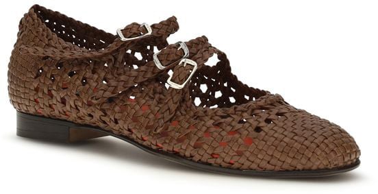 Carel Paris Brown Calf Leather Bos Taurus Ballet Flats