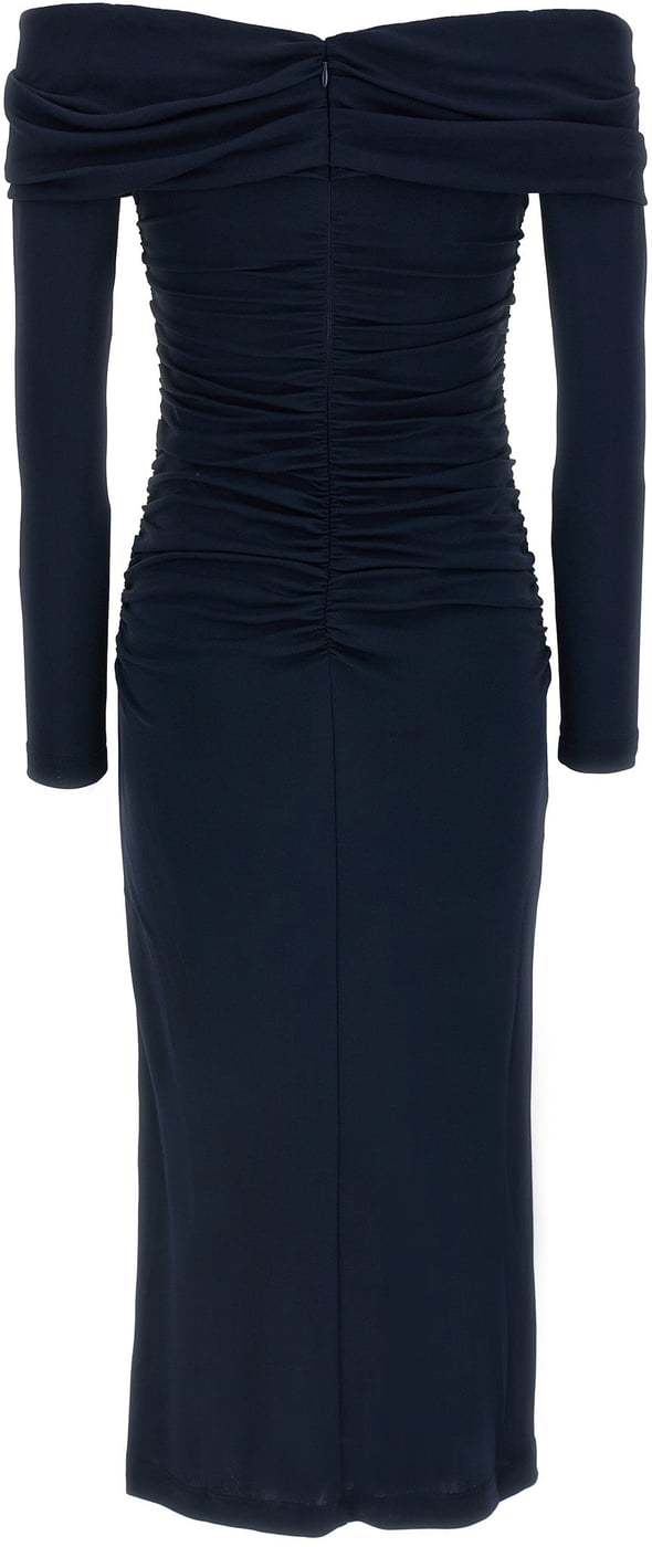 Carolina Herrera Blue Marabou Midi Dress
