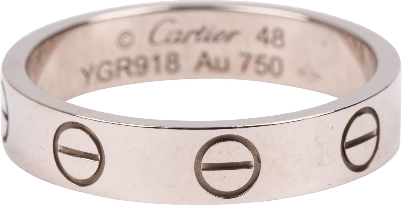 Cartier Au 750 White Gold LOVE Wedding Band Ring (#48)