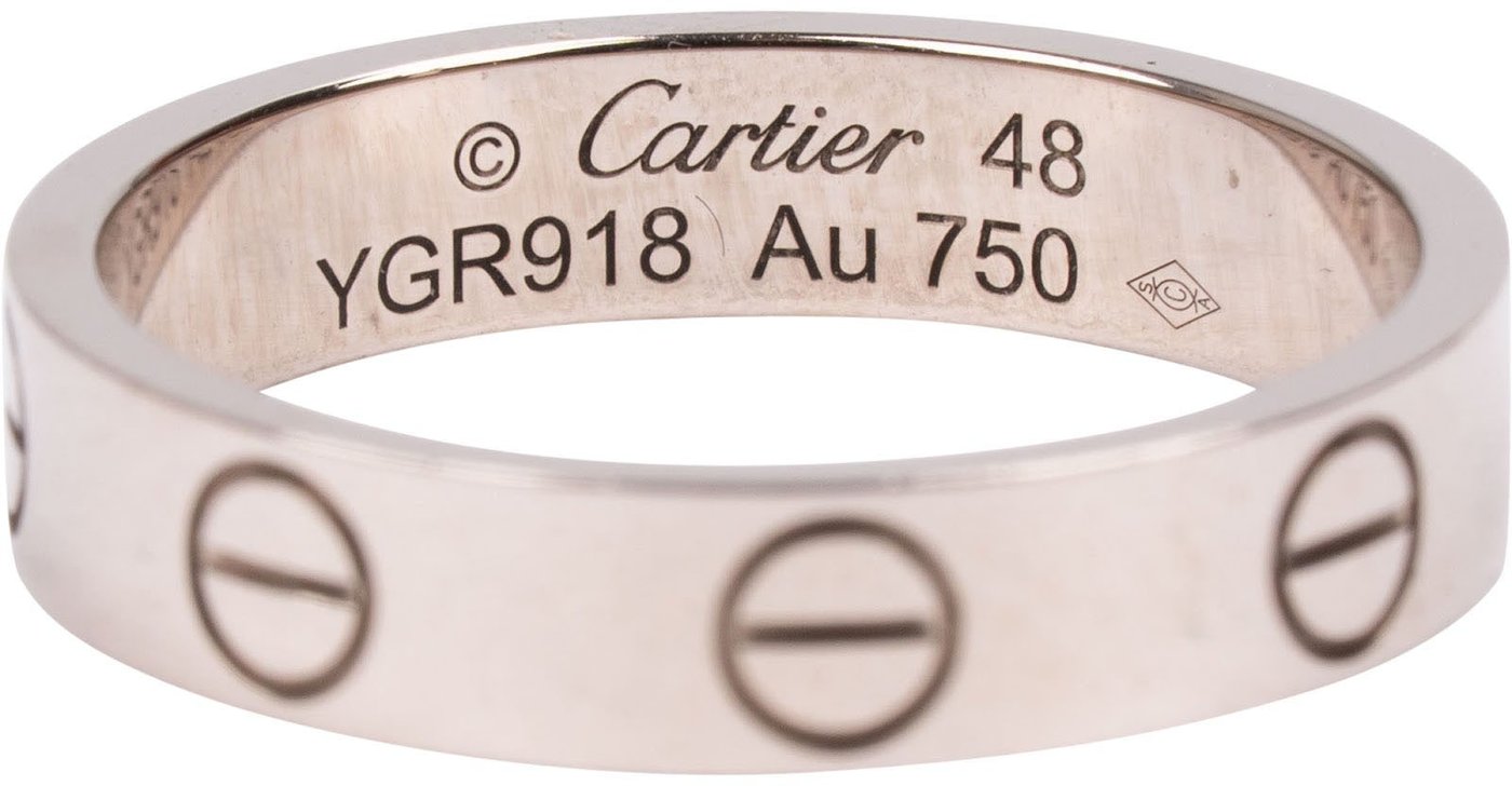 Cartier Au 750 White Gold LOVE Wedding Band Ring (#48)