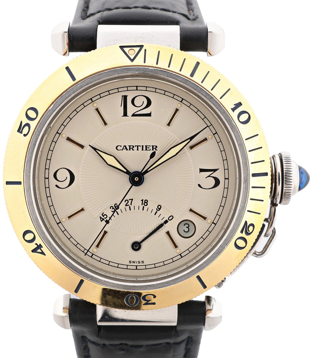 Cartier Pasha de Cartier Power Reserve W3101255 1033CC281707 SS×YG AT Watch with Beige Dial