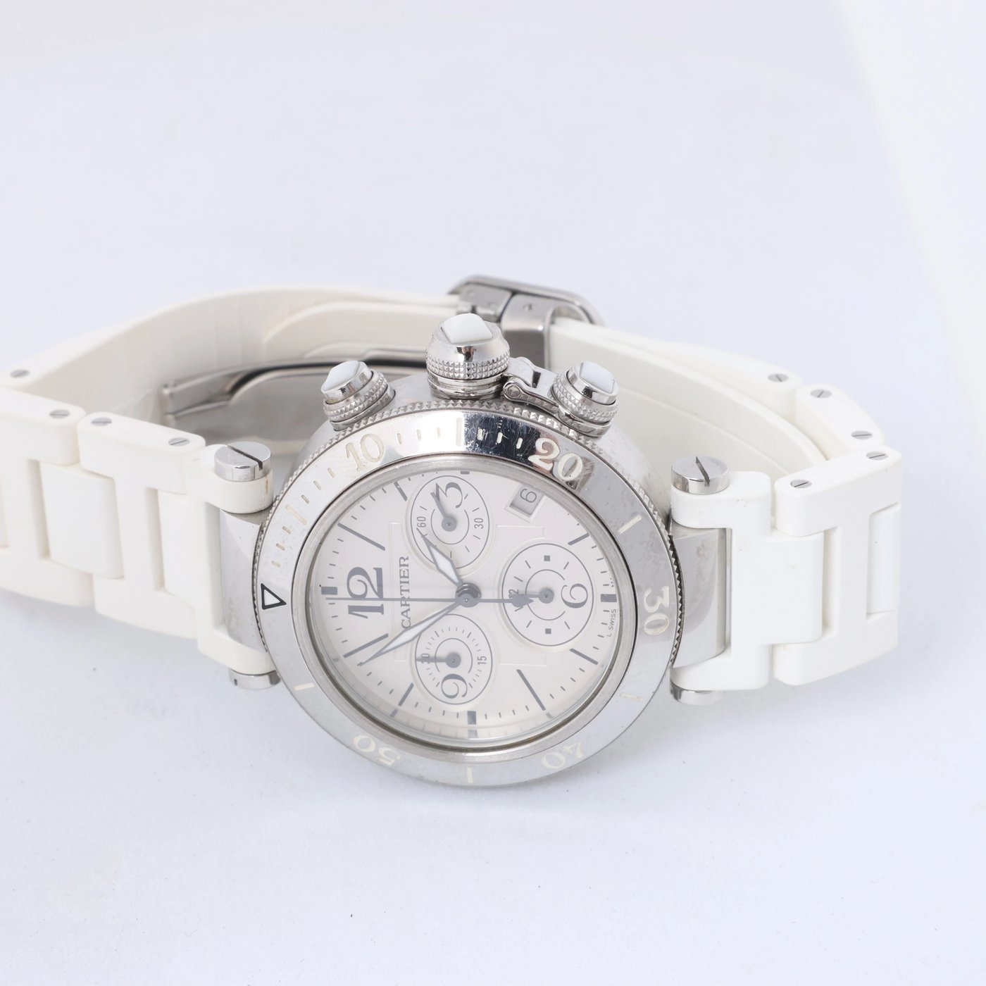 Cartier Pasha Seatimer Quartz Wristwatch, ref. W3140005 With Silver Dial