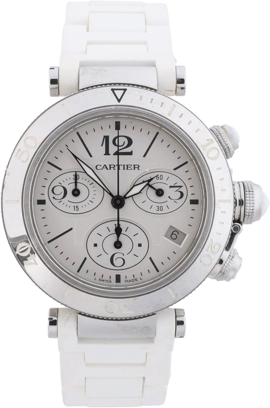 Cartier Pasha Seatimer Quartz Wristwatch, ref. W3140005 With Silver Dial