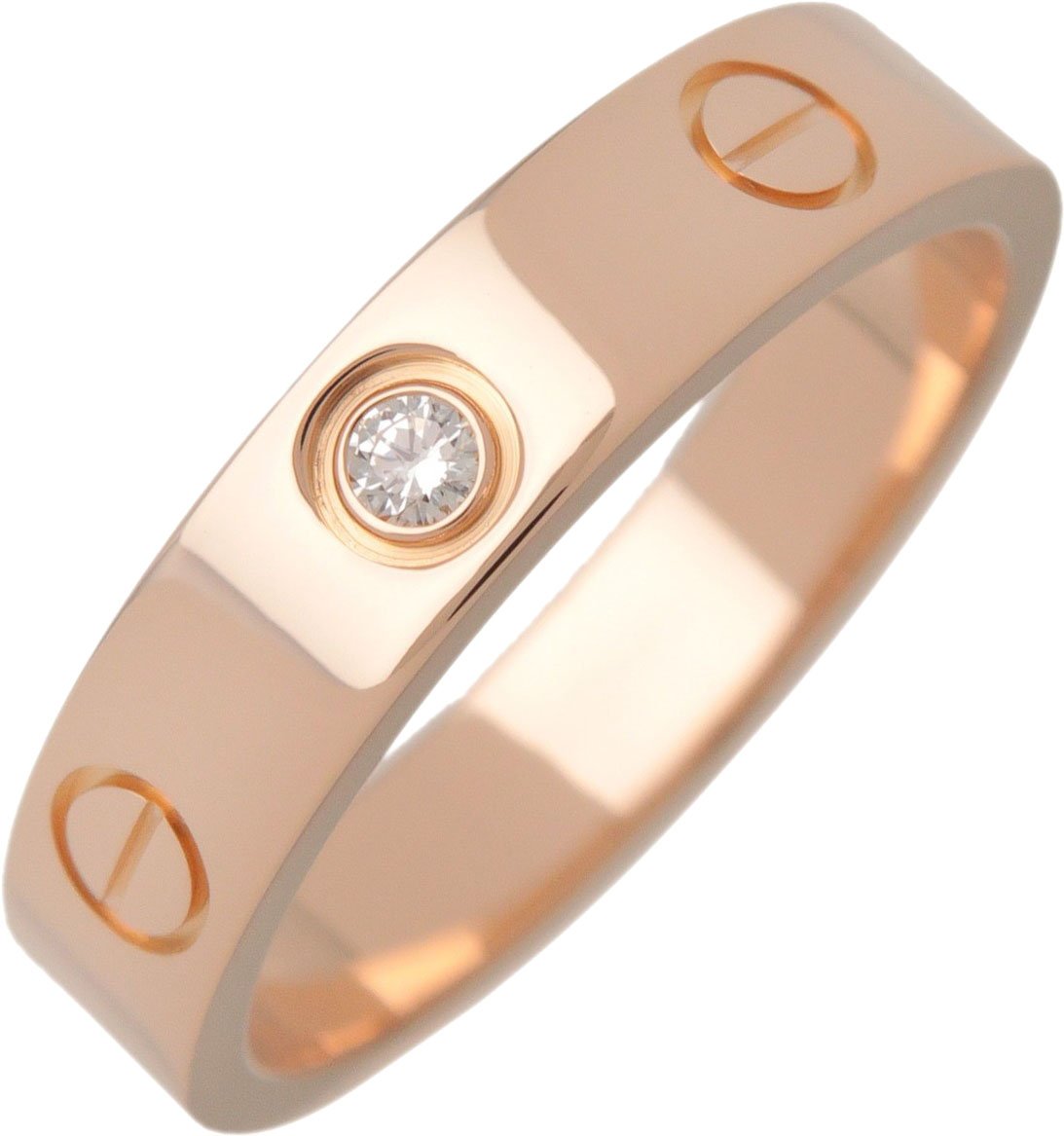 Cartier Love Wedding Band 1 Diamond 18K Rose Gold with Diamond