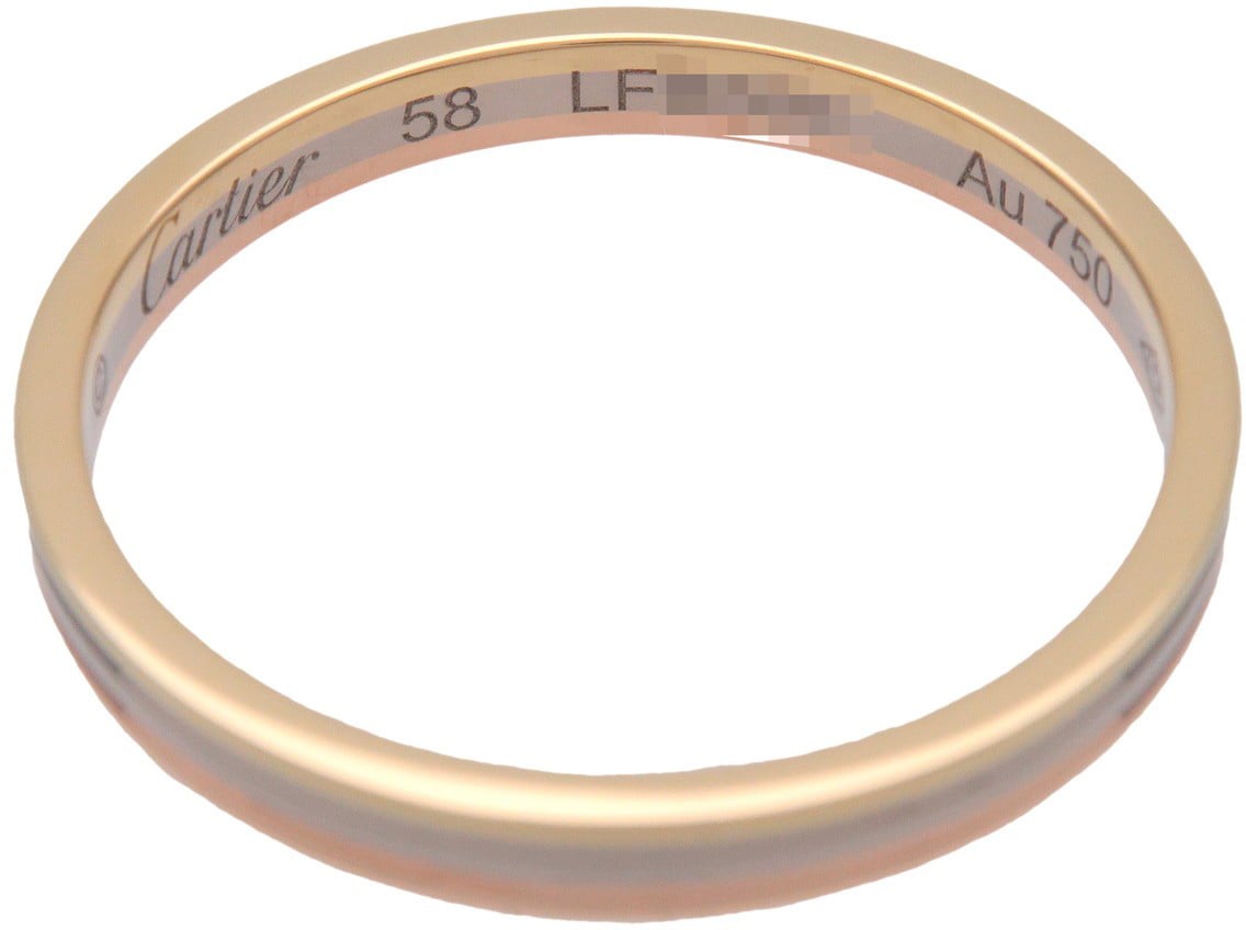 Cartier Vendome Louis Cartier Wedding Band 18K Tricolor Gold with Diamonds