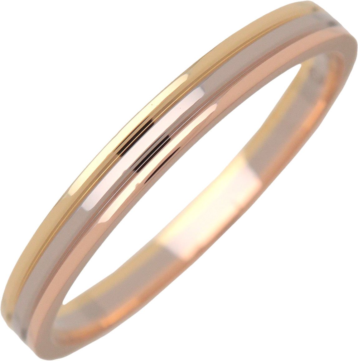 Cartier Vendome Louis Cartier Wedding Band 18K Tricolor Gold with Diamonds
