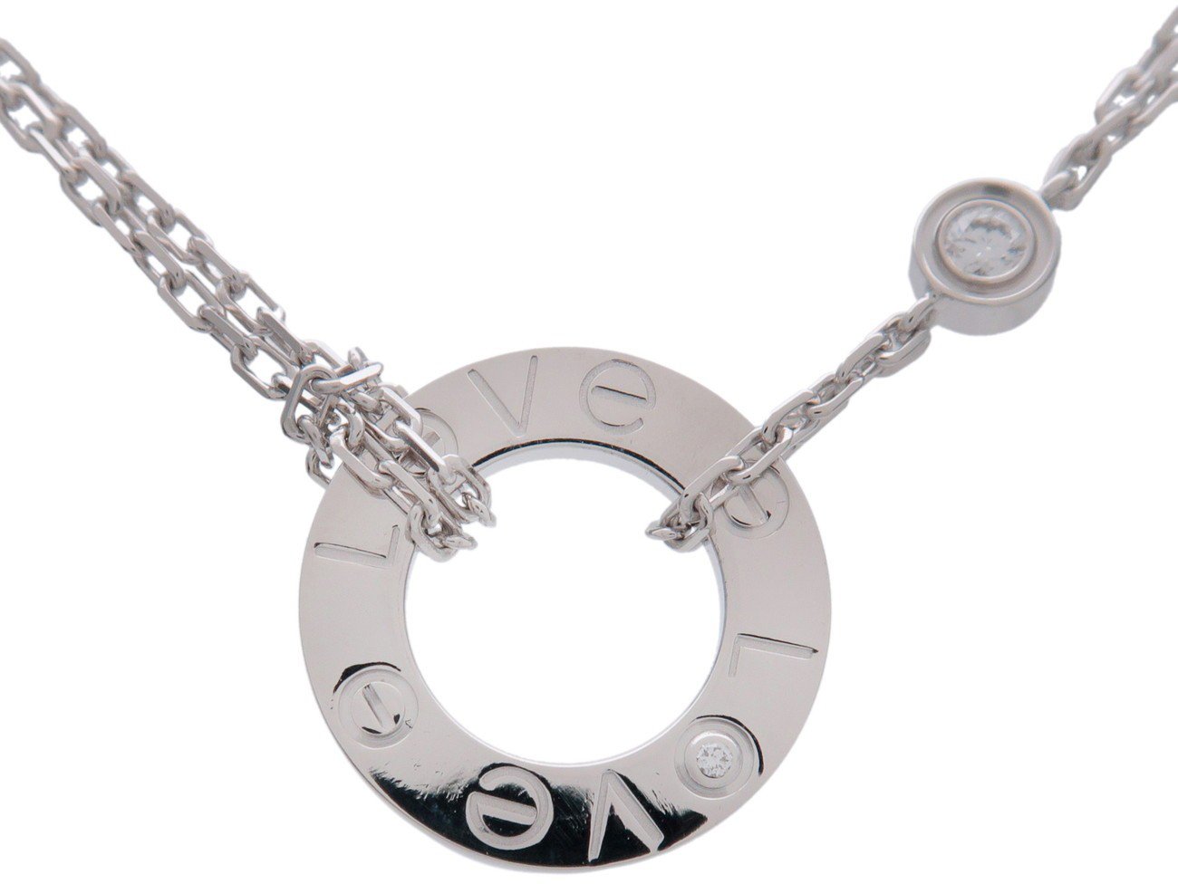 Cartier 2 Diamonds Love Pendant 18K White Gold with Diamonds