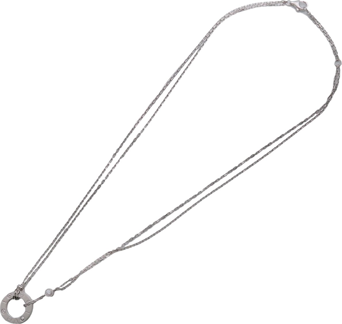 Cartier 2 Diamonds Love Pendant 18K White Gold with Diamonds