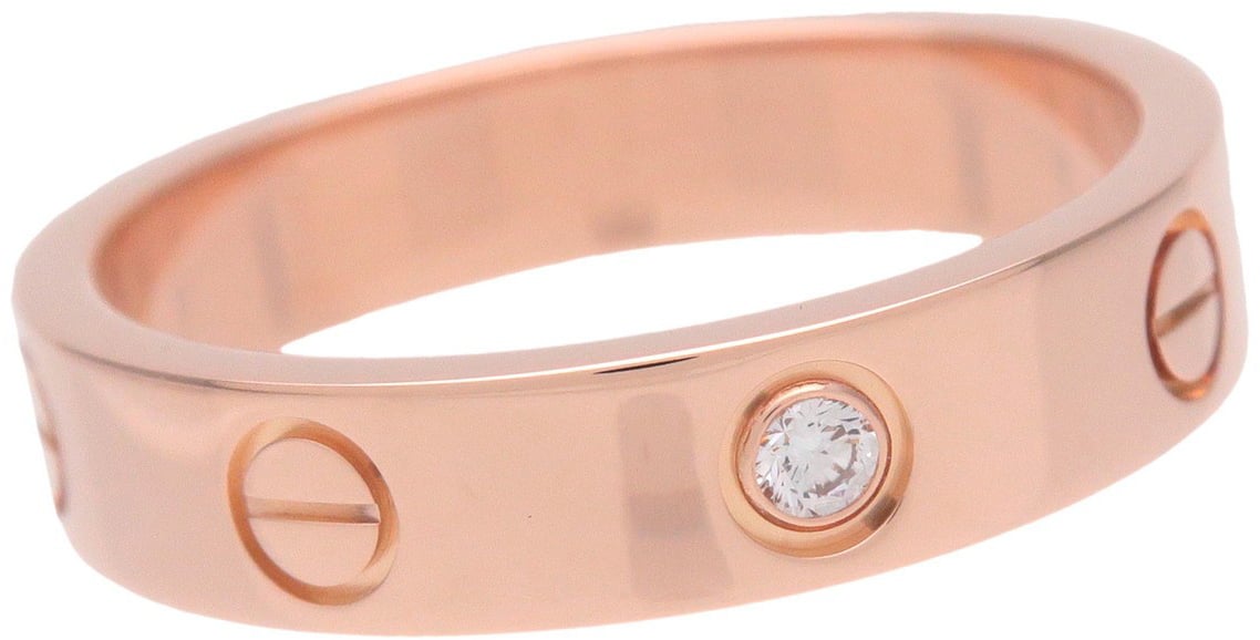 Cartier Love Wedding Band 1 Diamond 18K Rose Gold with Diamond