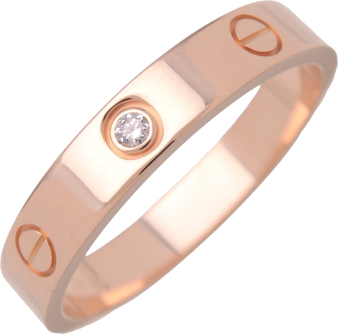 Cartier Love Wedding Band 1 Diamond 18K Rose Gold with Diamond