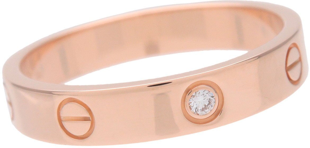 Cartier Love Wedding Band 1 Diamond 18K Rose Gold with Diamond